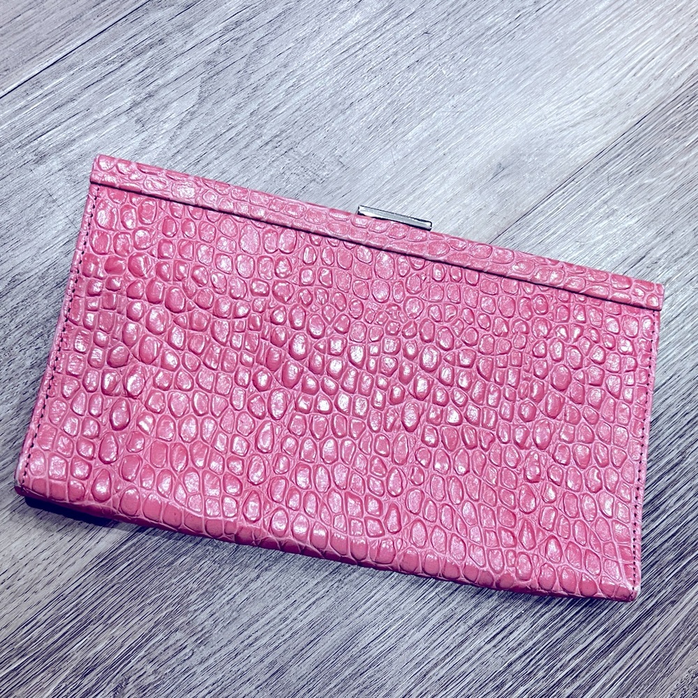 Banana Republic Pink Leather Textured Clutch